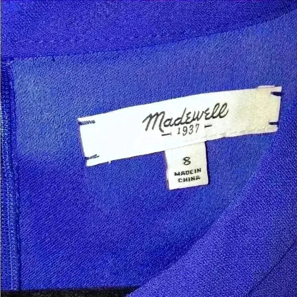 madewell Royal Blue Carrier Sleeveless Pleated Front Dress Size 8 with pockets - Picture 5 of 5